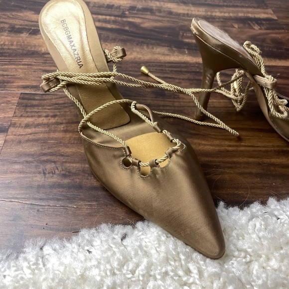 BCBGMaxAzria Gold Textile and Leather Lace Up Foot to Ankle Size 7.5 B - Picture 6 of 16